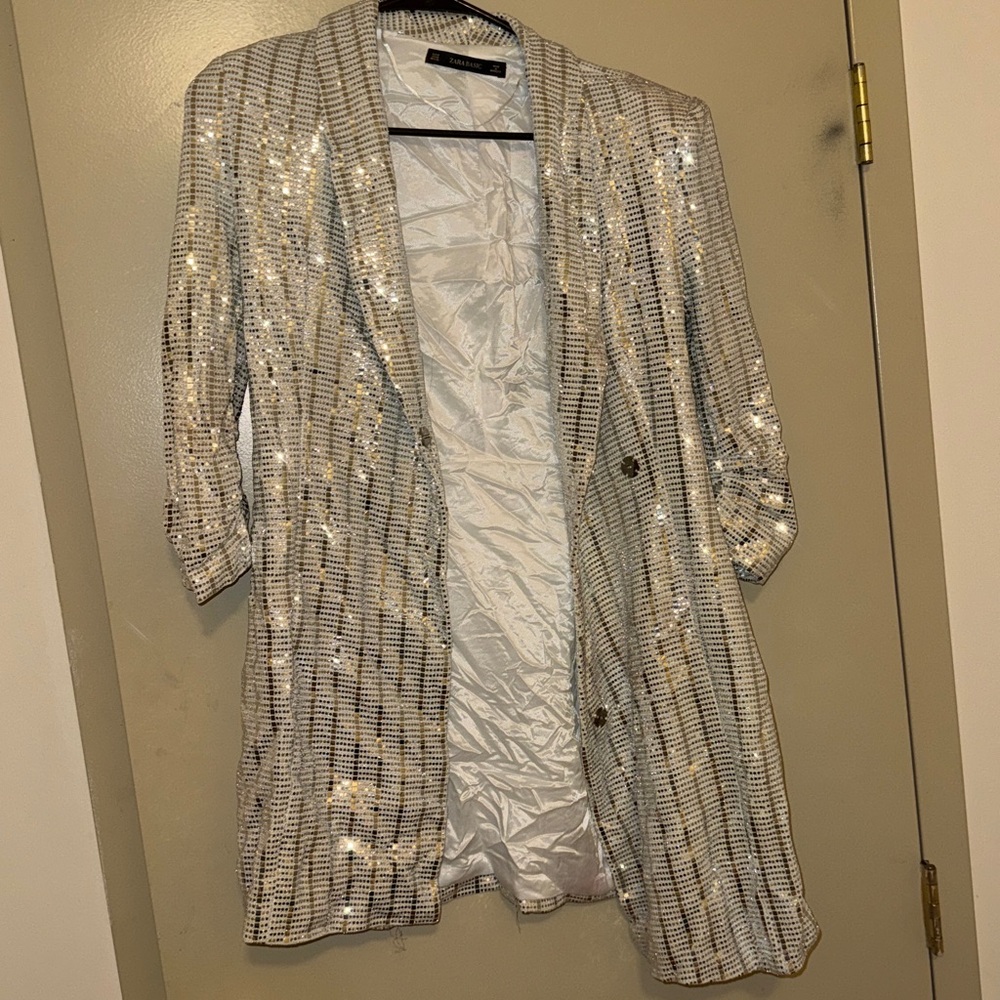 Zara Silver Sequin Blazer
